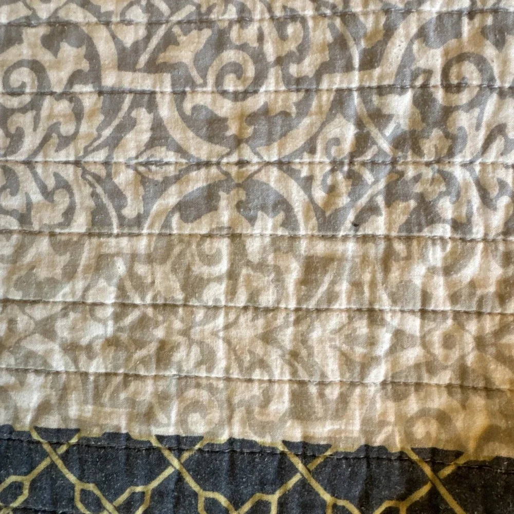 Blue, White,  Quilt, Reversible, Mixed Patterns, 93